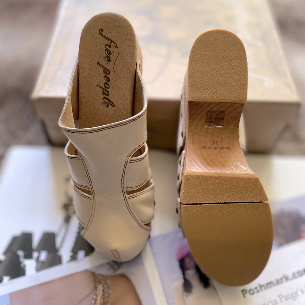 Free People Fisherman Leather Wooden Clog Mules, size 39 / 8.5 - Picture 11 of 15
